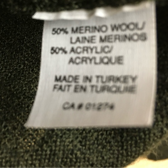 NWT PORTO CRUZ Vtg Wool Blend V-Neck  Sweater Pullover In Military Green SzL/G - Picture 8 of 9